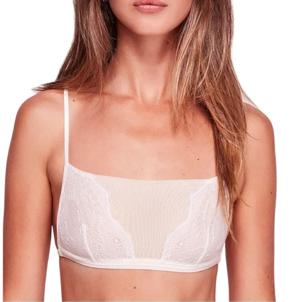 Free People Serena Adjustable Lace Bralette in the Size Medium in Neutral Combo